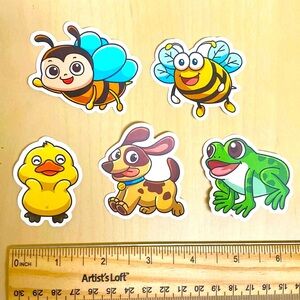 10/$10 or $1 BUNDLE: 5 WATERPROOF Extra Happy Animal Stickers 😺 🐦